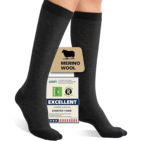 Compression socks worn on a long road trip, feet resting on car dashboard at a rest stop