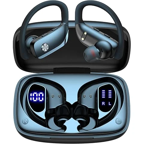 Sony earbuds worn by a road trip passenger looking out the car window on a highway