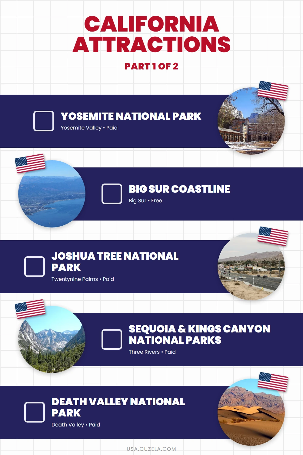 California Attractions: Yosemite, Disneyland & More checklist part 1