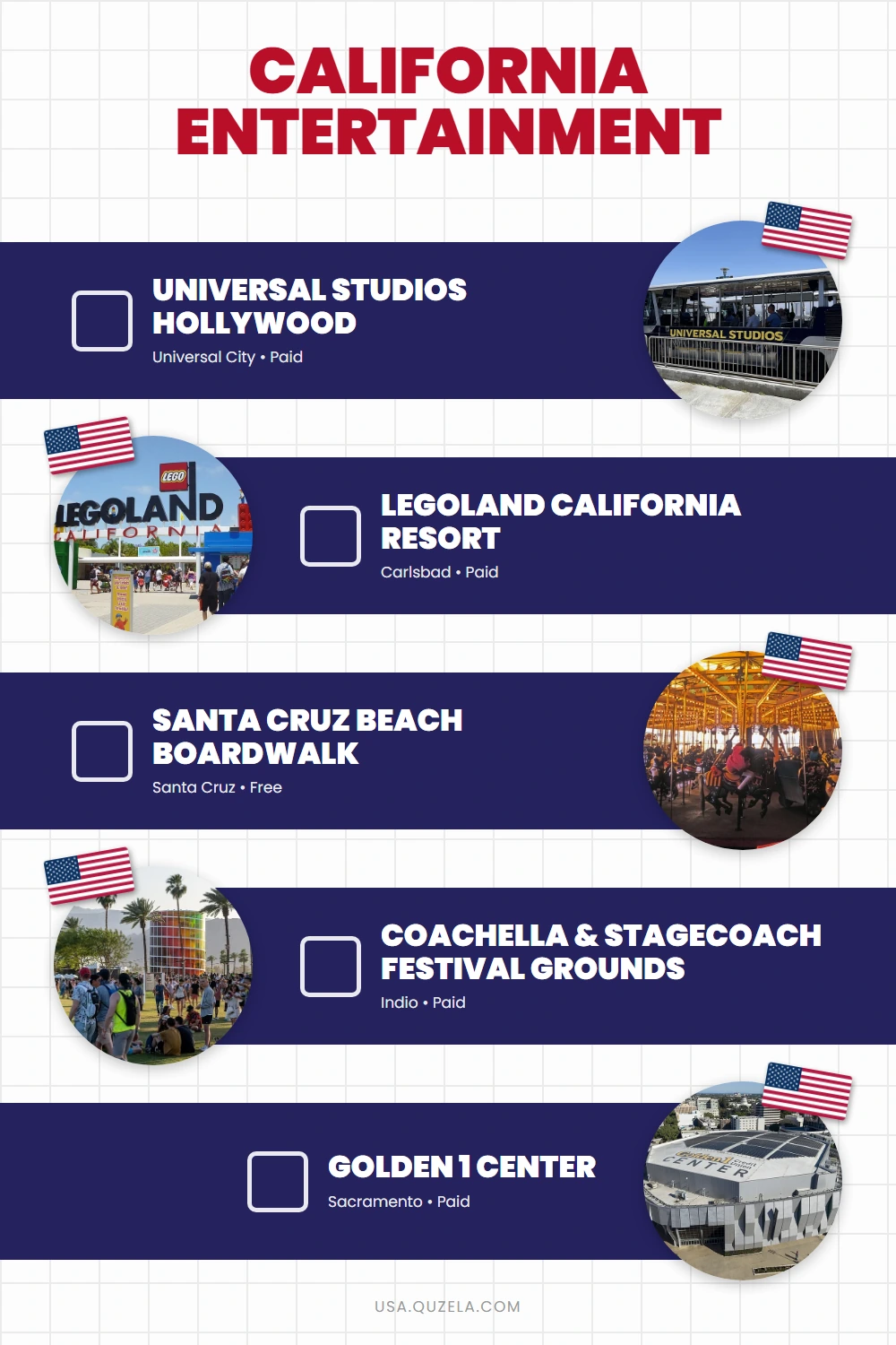 California Entertainment: Theme Parks & Live Venues checklist