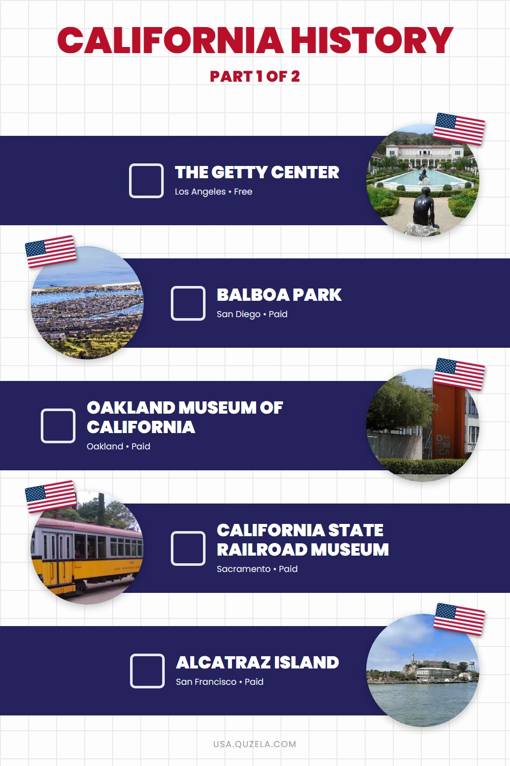 California History: Museums, Missions & Historic Landmarks checklist part 1