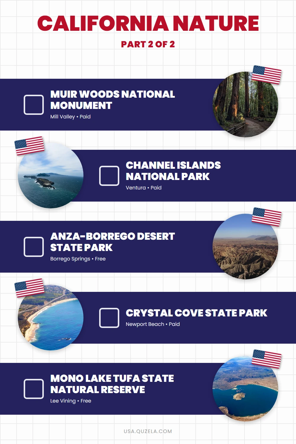 California Nature: Redwoods, Coastal Parks & Desert Reserves checklist part 2