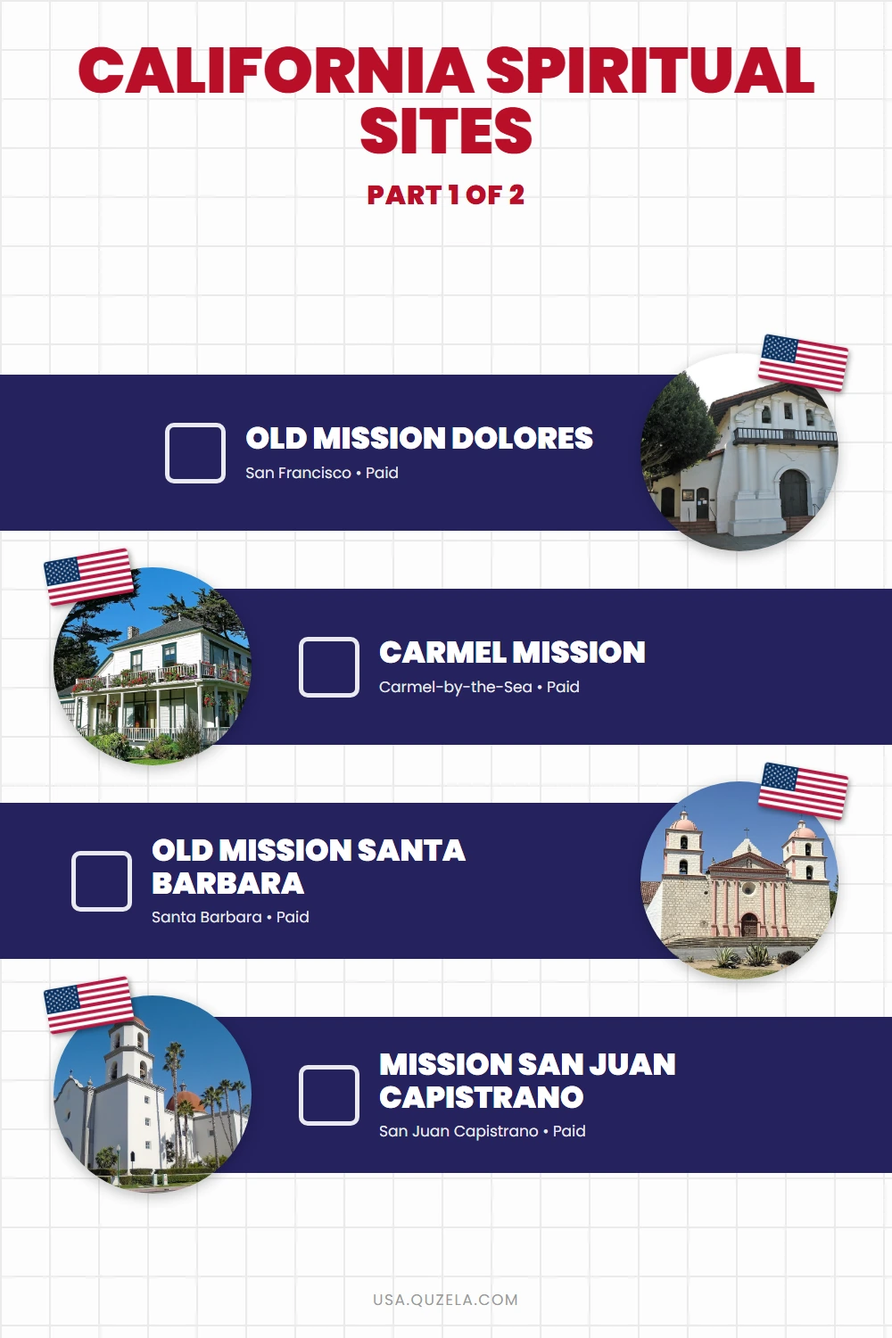 California Spiritual Sites: Missions, Shrines & More checklist part 1
