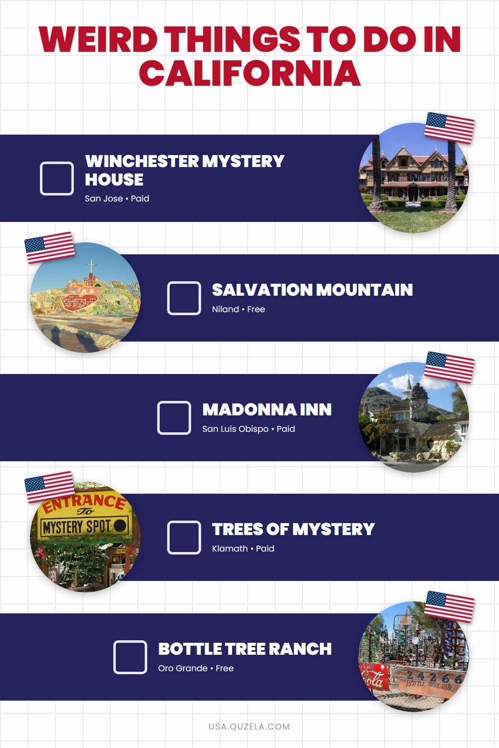 Weird Things to Do in California: Quirky Roadside Stops checklist