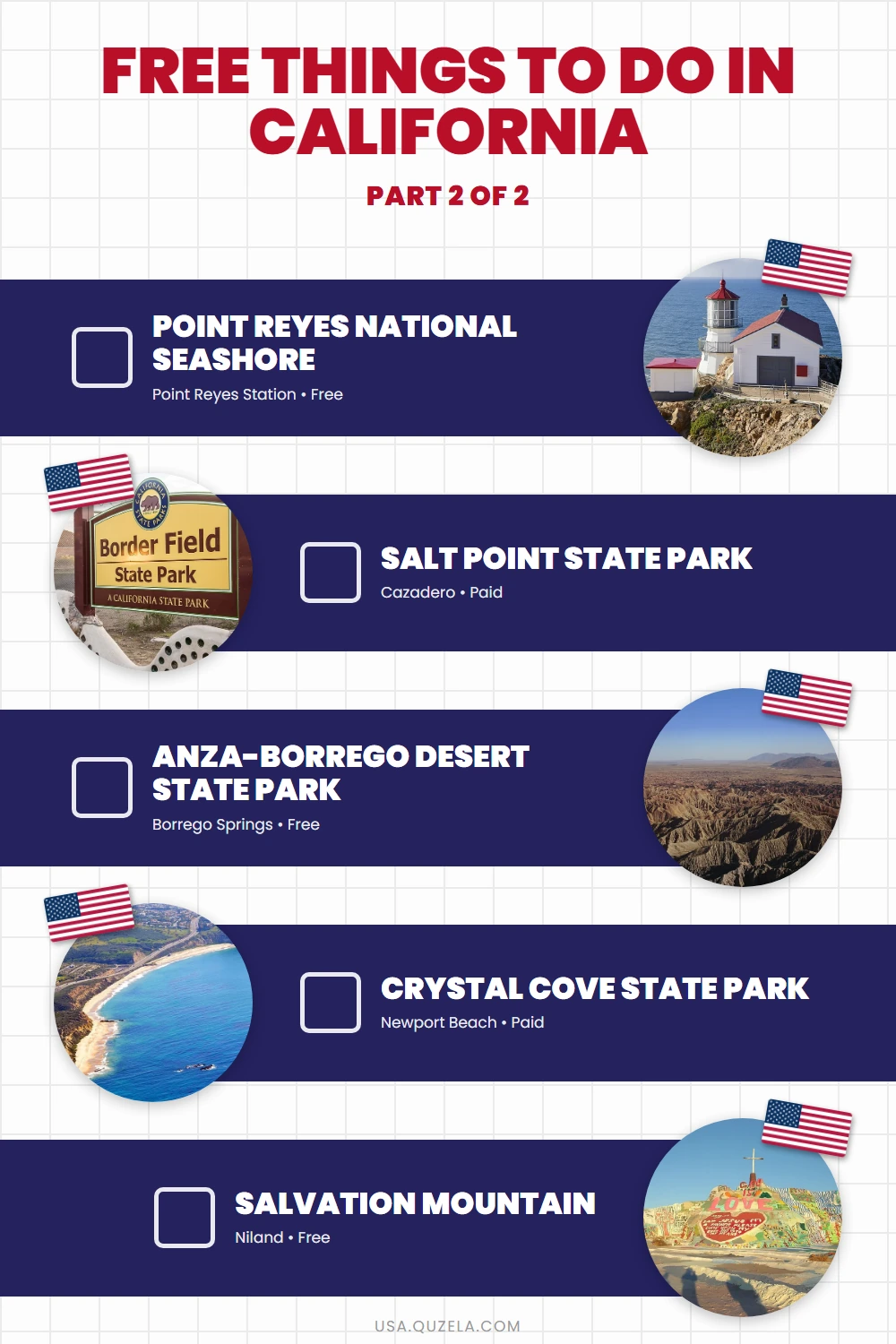 Free Things to Do in California checklist part 2