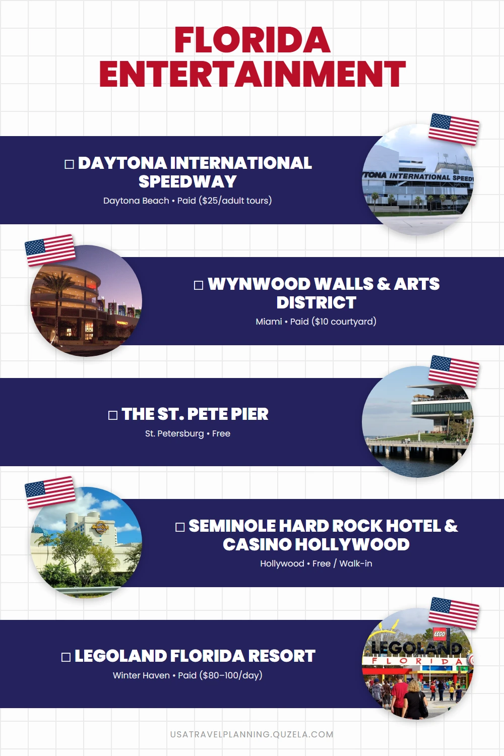 Florida Entertainment: Speedway, Art Districts & Casinos checklist