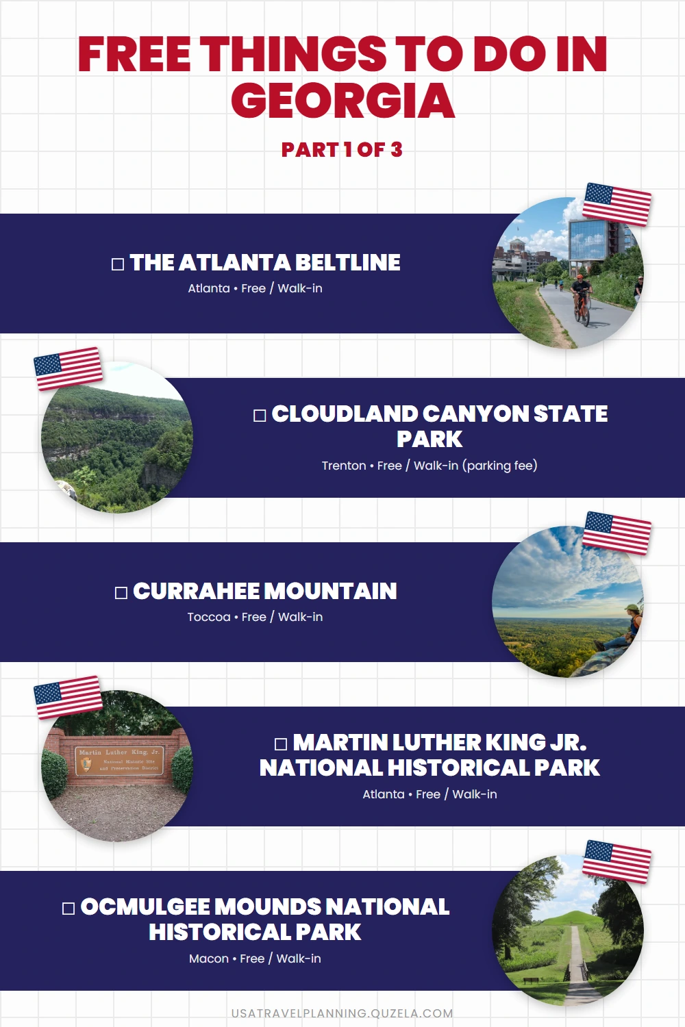 Free Things to Do in Georgia: Parks, History & Sacred Places checklist part 1