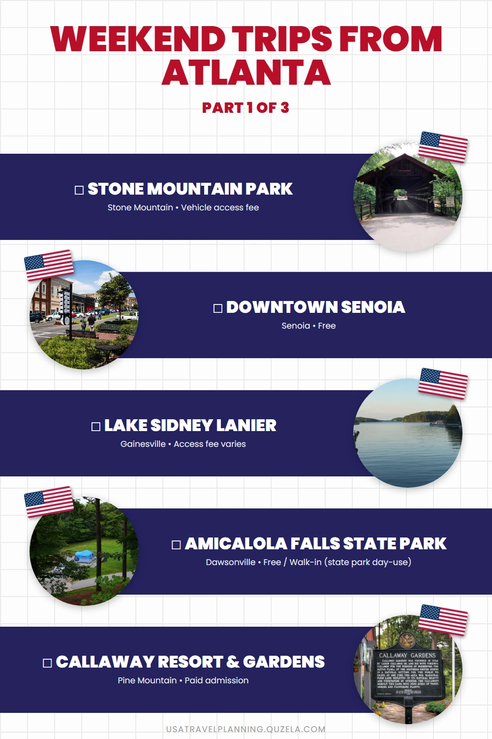 Weekend Trips from Atlanta: Best Day & Overnight Drives checklist part 1