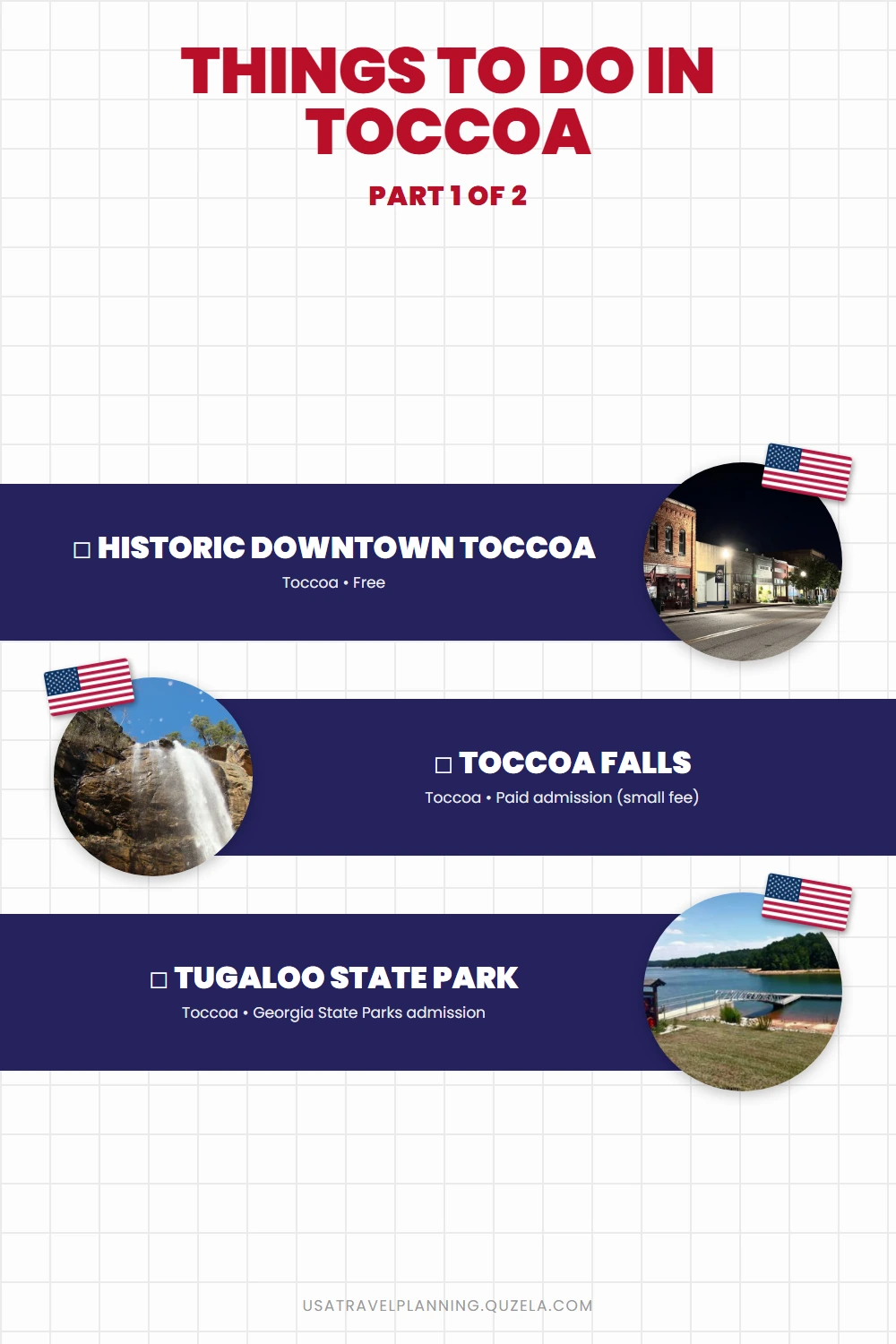 Things to Do in Toccoa Georgia: Falls & WWII History checklist part 1