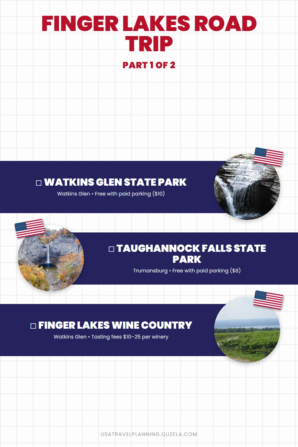 Finger Lakes Road Trip: Gorges, Waterfalls, and Wineries checklist part 1