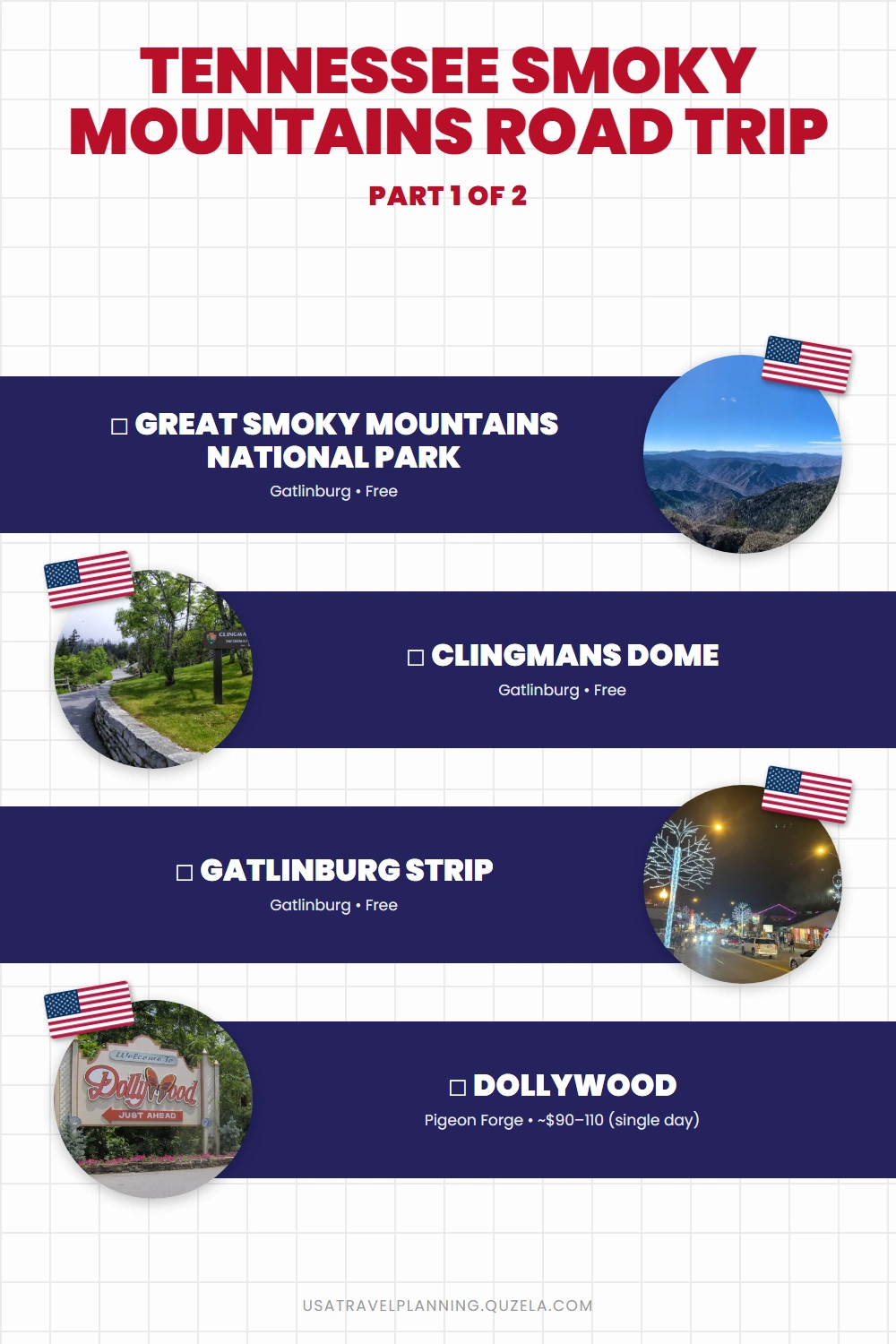 Tennessee Smoky Mountains Road Trip: 8 Essential Stops checklist part 1