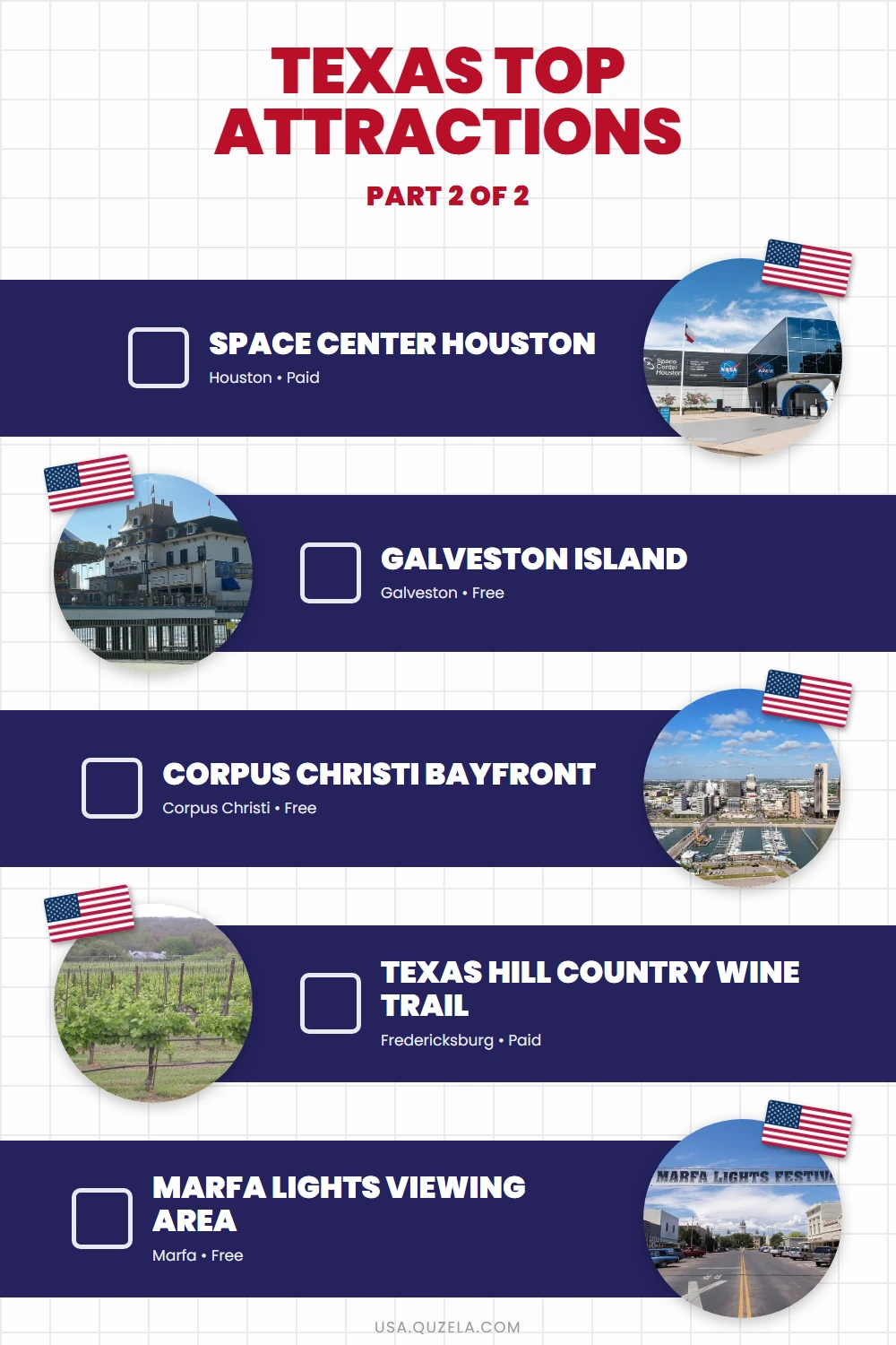 Texas Top Attractions: Landmarks, Districts & Icons checklist part 2