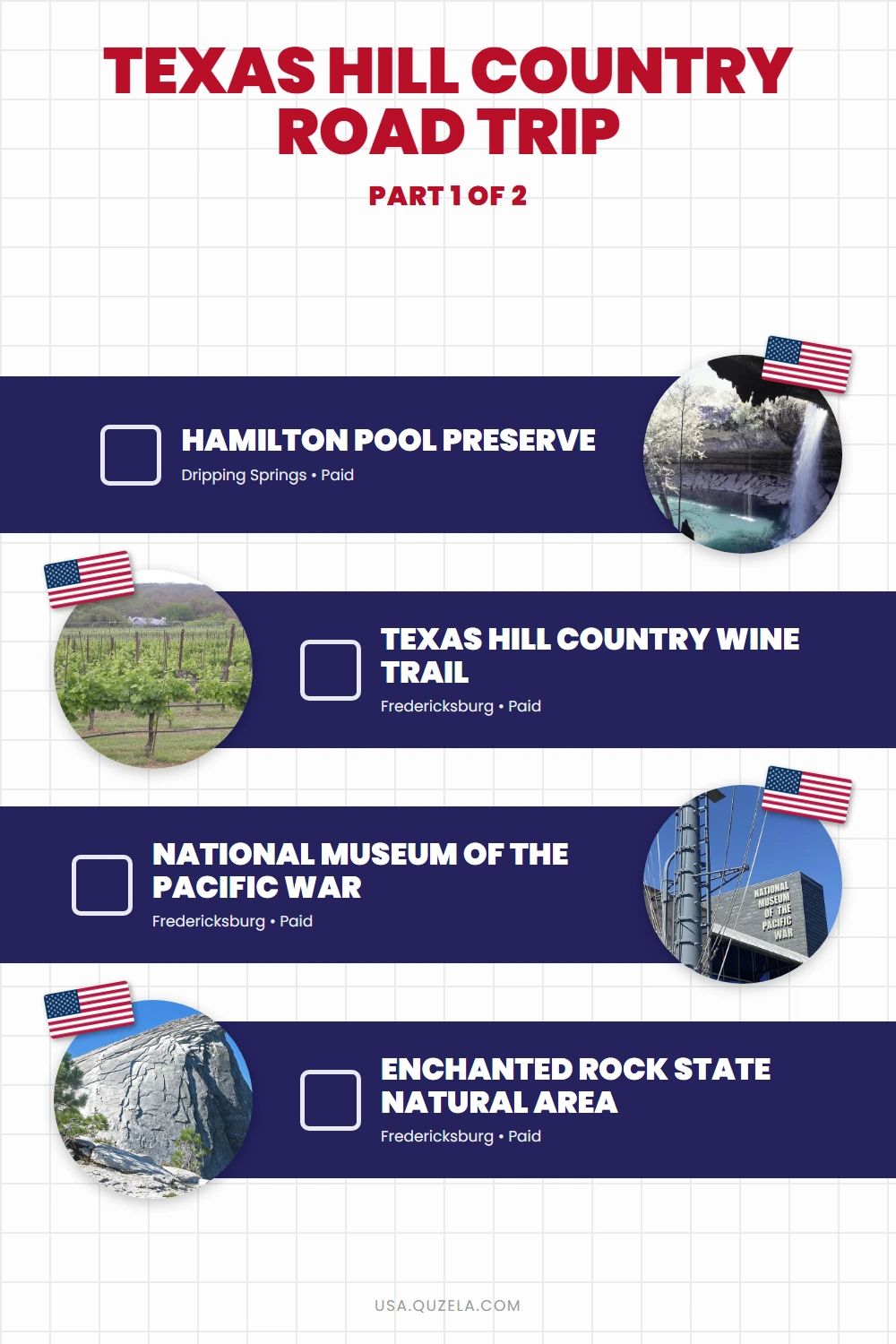 Texas Hill Country Road Trip: 7 Stops, 300 Miles checklist part 1
