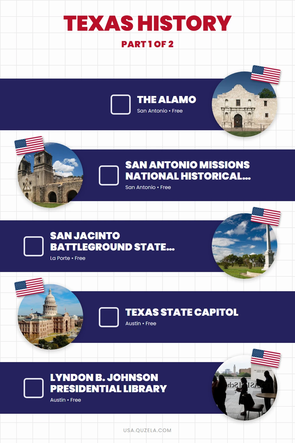 Texas History: 10 Historic Sites & Museums checklist part 1
