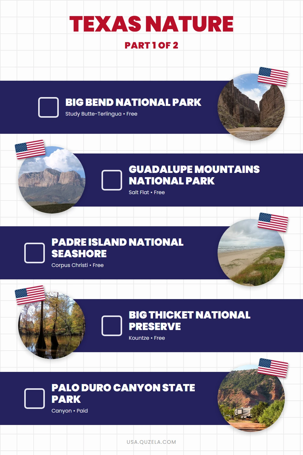 Texas Nature: 10 Parks, Preserves & Swimming Holes checklist part 1