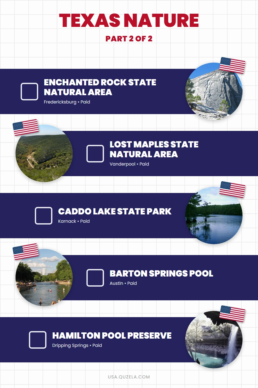 Texas Nature: 10 Parks, Preserves & Swimming Holes checklist part 2