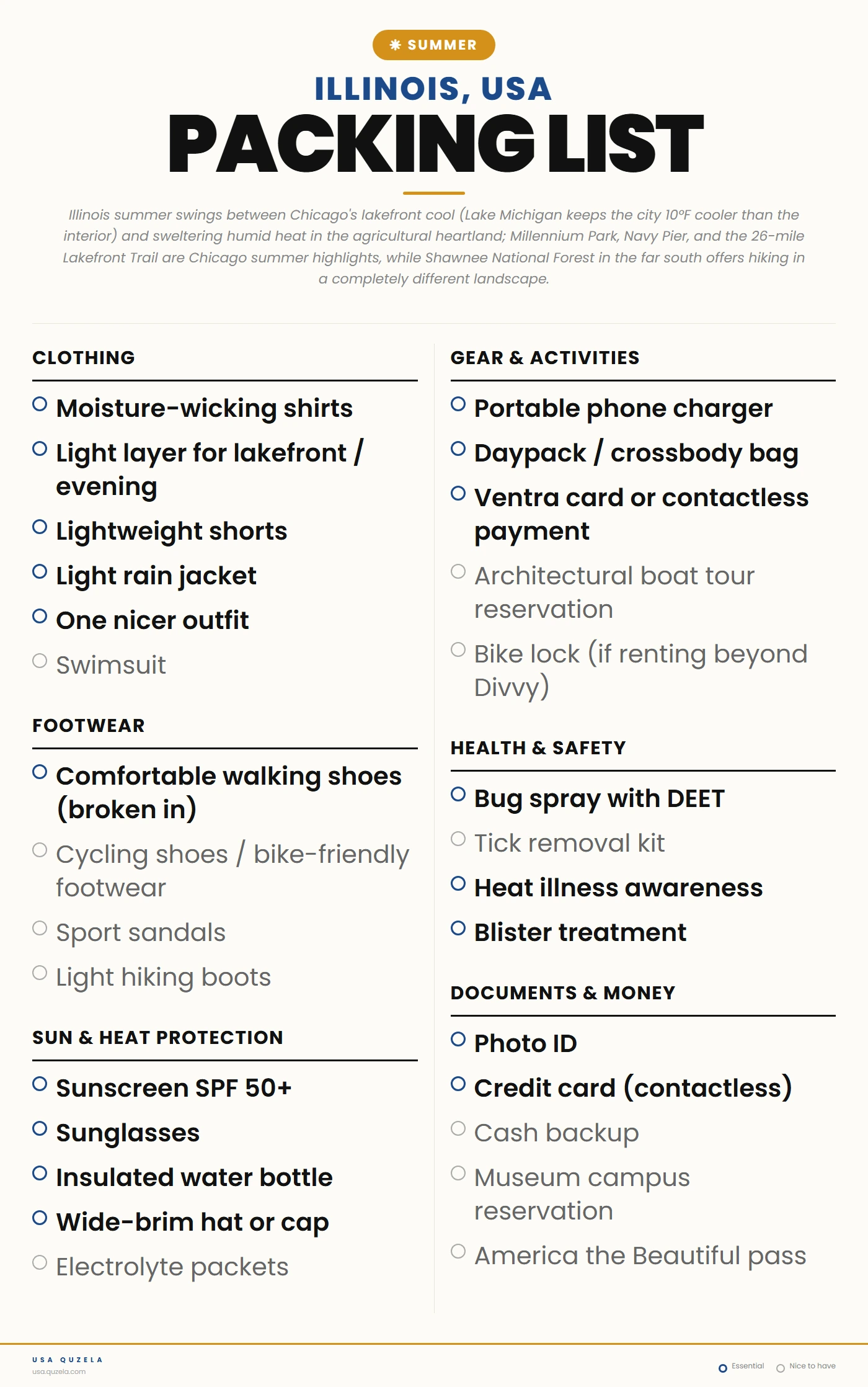 Illinois Summer Packing List
